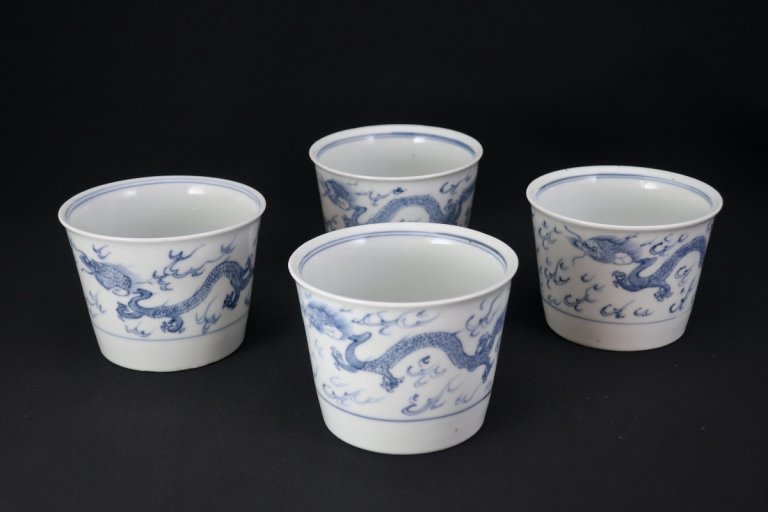 Τձζʸ͵ / Imari Blue & White Soba Cups with the picture of Dragons  set of 4