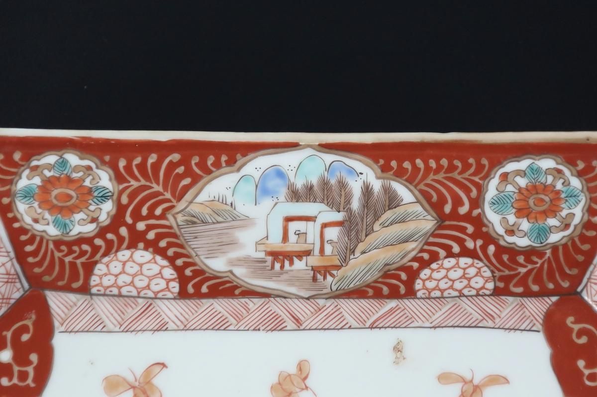 伊万里色絵鳳凰文隅切角大皿 / Imari Large Rectangular Plate