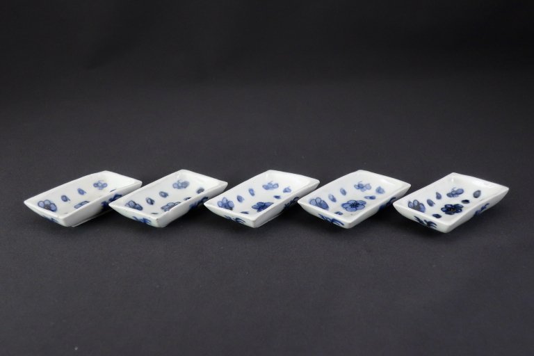 Τ߲ʸĹƦ / Imari Small Blue & White Plates with the picture of Plum Flowers  set of 5