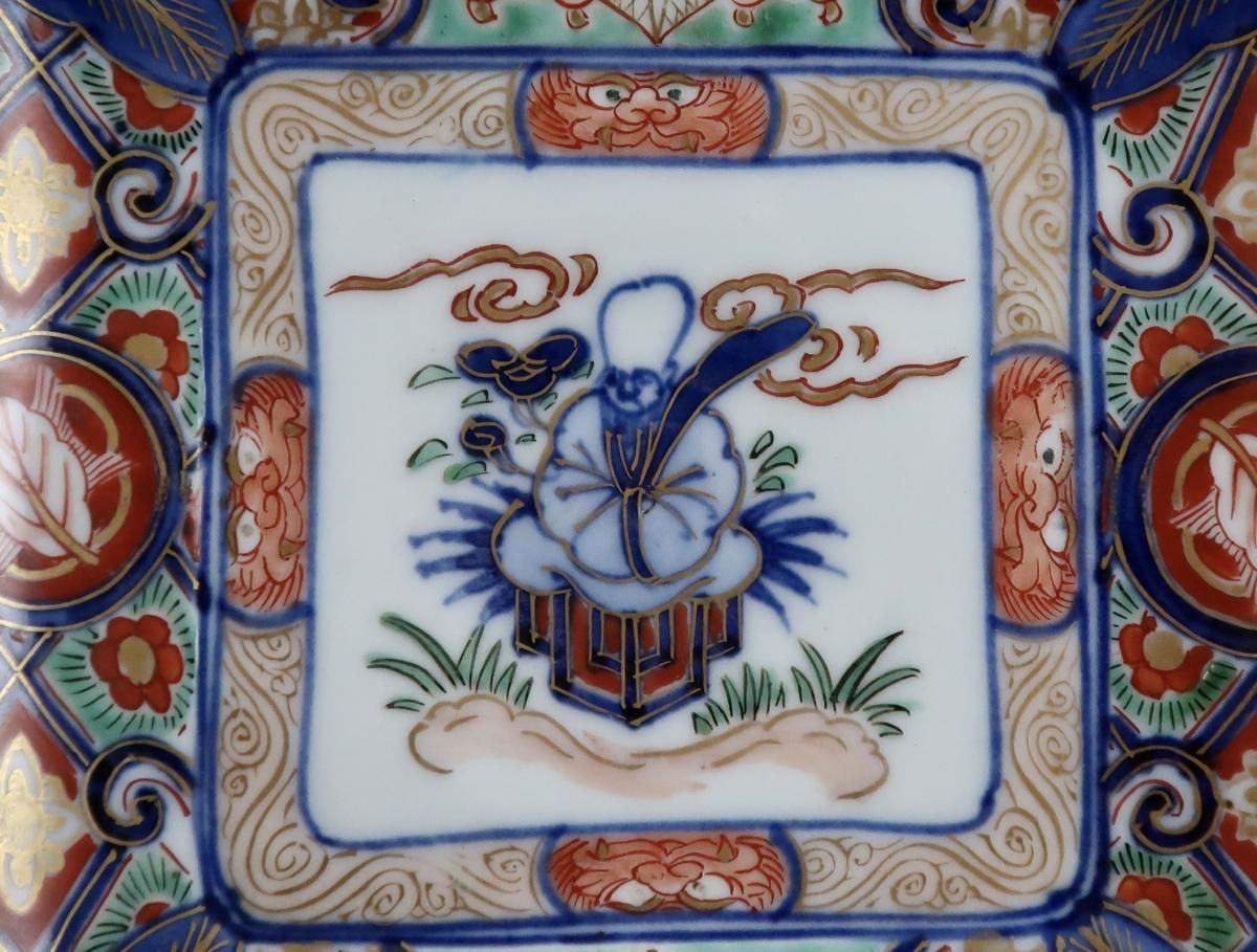 古伊万里　骨董　山水　色絵　角皿　変形皿　珍品　5枚 E24 古伊万里 骨董 山水 色絵 角皿 変形皿 珍品 5枚 E24