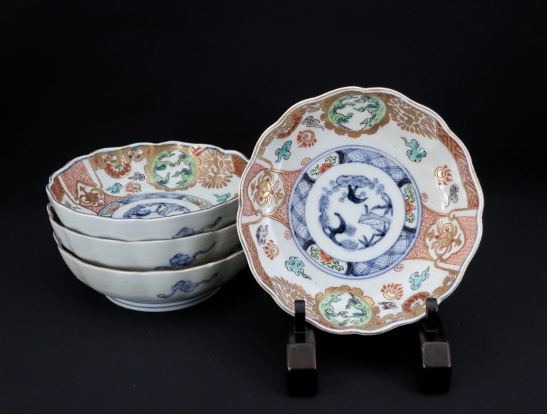 伊万里色絵龍文なます皿　四枚組 / Imari Polychrome 'Namasu' Bowls  set of 4