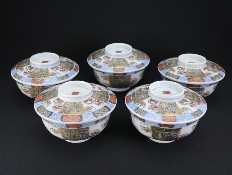 Τʸҡ޵ / Imari Polychrome Bowls with Lids  set of 5