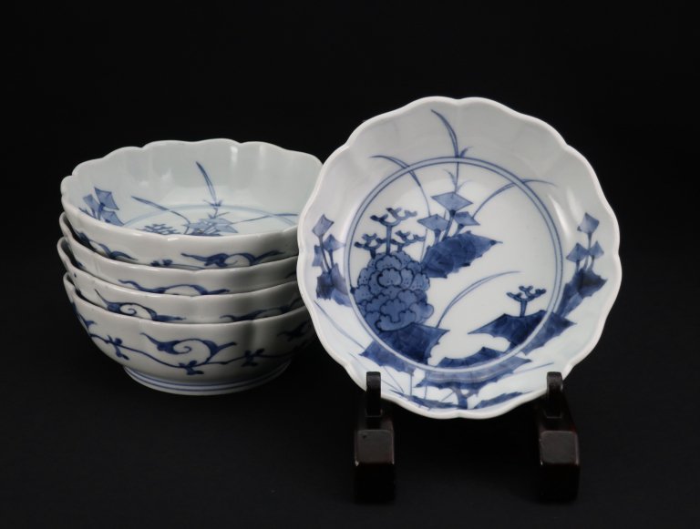 Τղðʸʤޤ / Imari Blue & White 'Namasu' Bowls with the picture of Peony Flower  set of 5