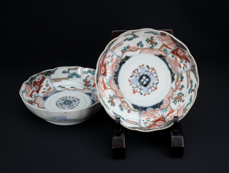 ΤĻʸʤޤ / Imari Polychrome 'Namasu' bowls  set of 2