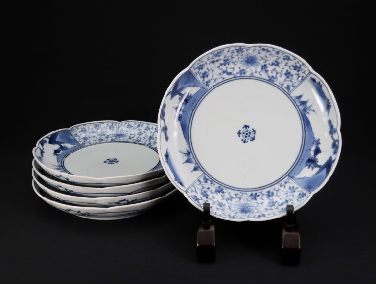 Τղ𻳿ʸزϻ / Imari Blue & White Plates with the pattern of 'Hanakarakusa'  set of 5