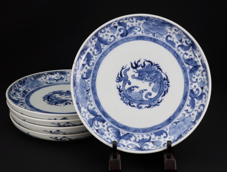 Τζðʸ / Imari Blue & White Plates with the picture of Dragon  set of 5