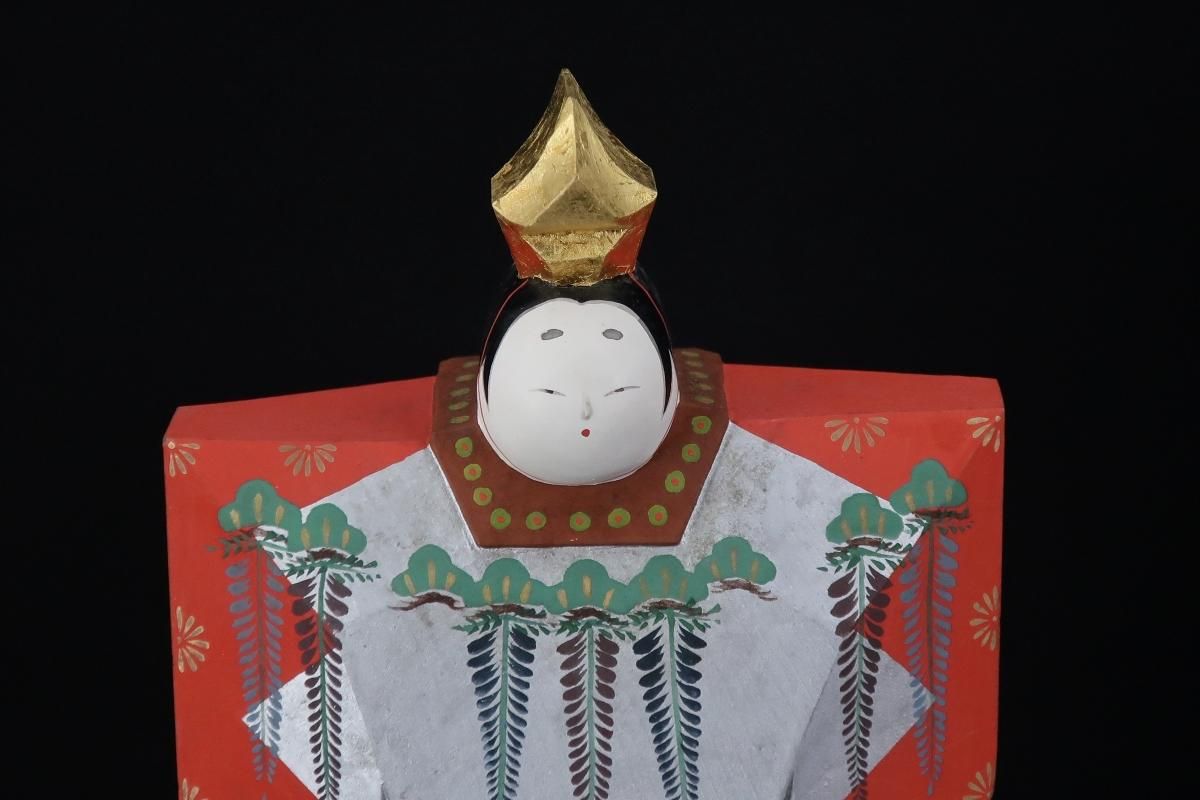 奈良人形一刀彫 雛人形 立雛 奈良一刀彫 雛人形 吉岡一泰作 立雛ー紅白梅4寸新デザインセット