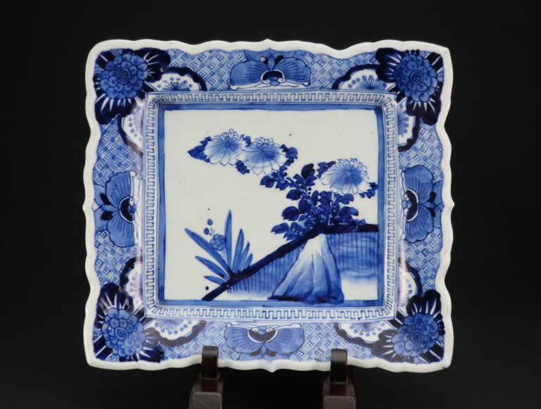 ΤղĻʸۻ / Imari Large Rectangular Blue & White Plate