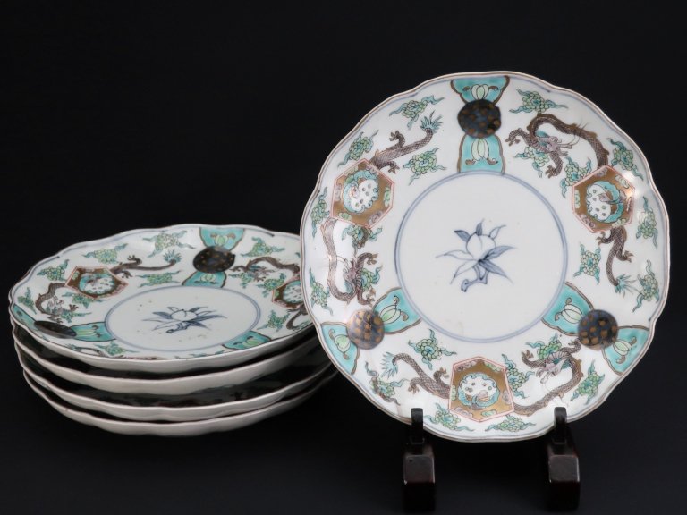 Τζʸ / Imari Polychrome Plates with the picture of Dragons  set of 5