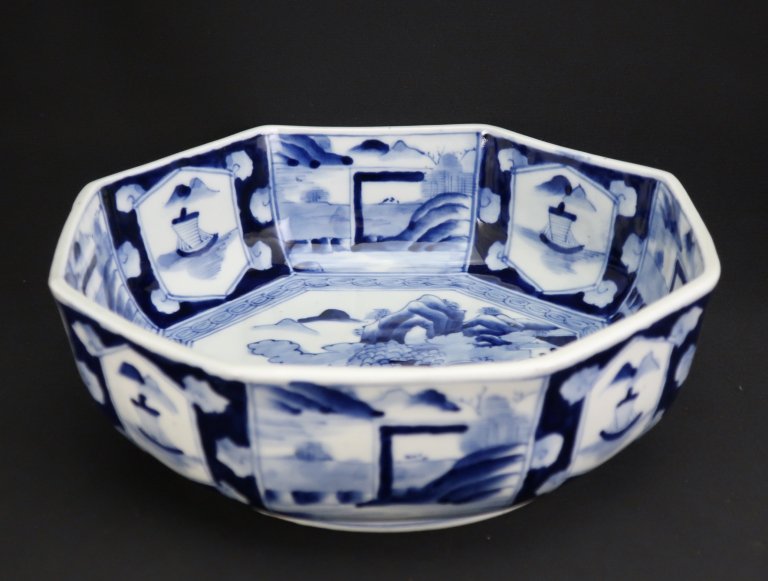 ΤȬѻʸȭ / Imari Large Octagonal  Blue & White Bowl