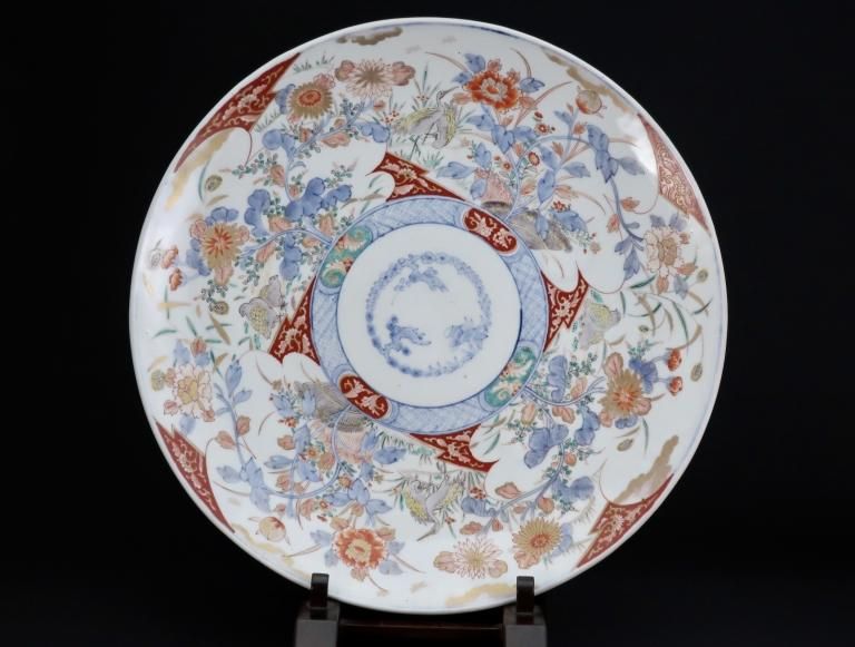 ΤĻʸ绮 / Imari Large Polychrome Plate with the picture of Flowers and Birds