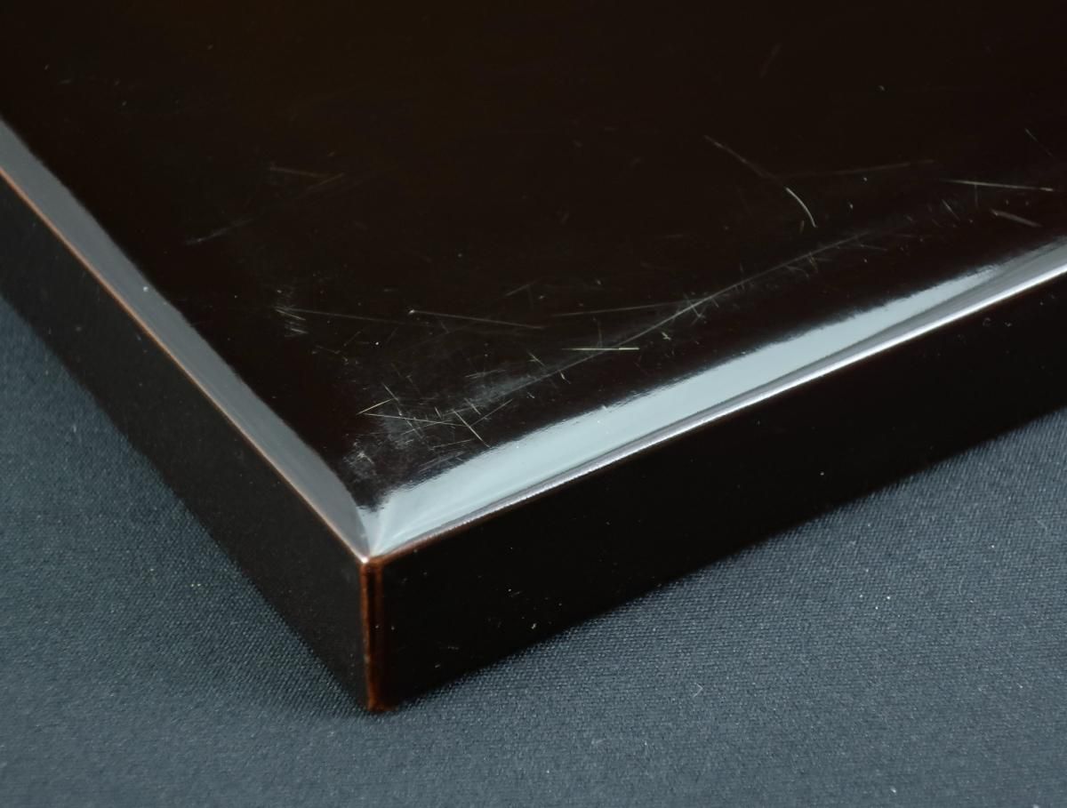 黒塗角会席膳×5枚セット 黒塗網代会席膳 五枚組 / Black-lacquered Serving Trays with