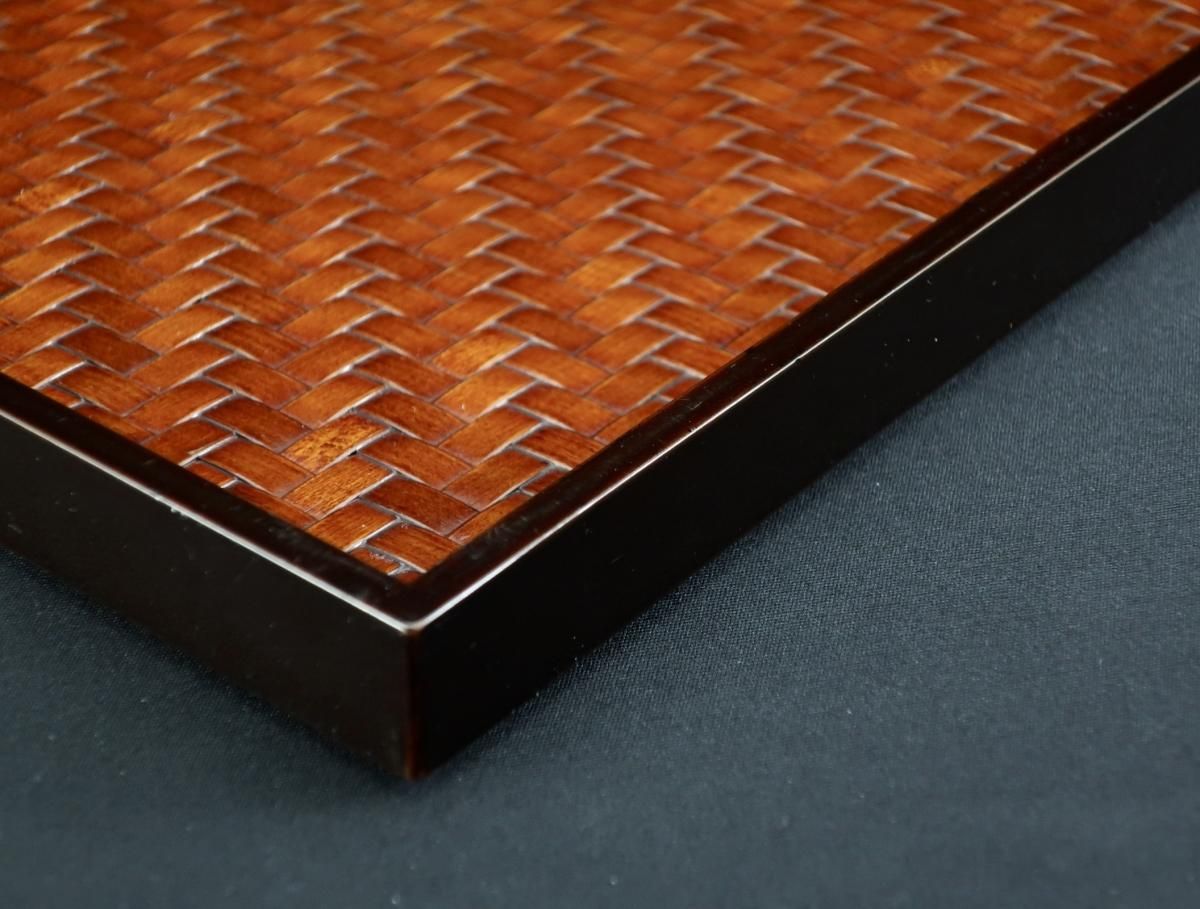 黒塗網代会席膳 五枚組 / Black-lacquered Serving Trays with