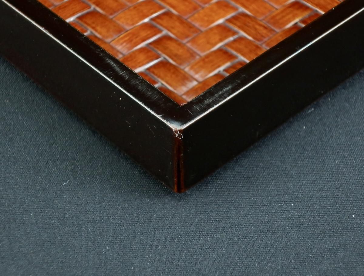 黒塗角会席膳×5枚セット 黒塗網代会席膳 五枚組 / Black-lacquered Serving Trays with