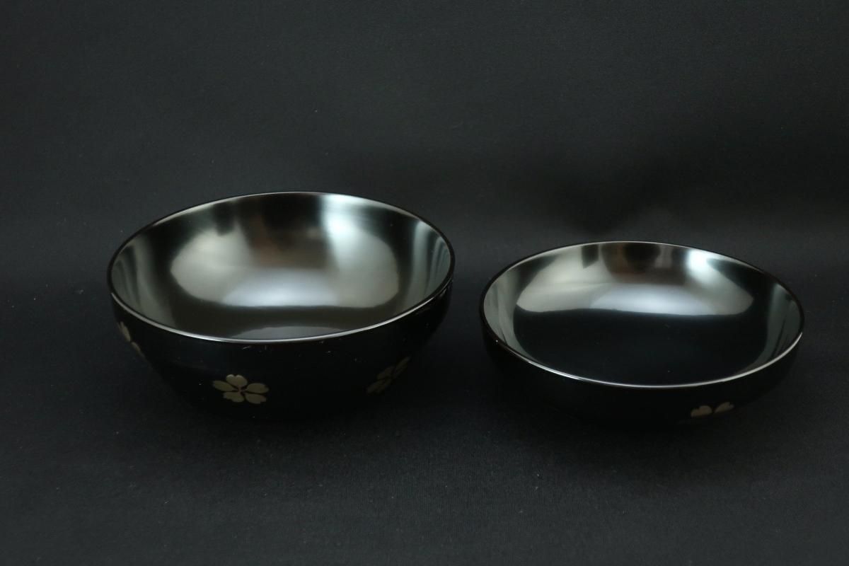 輪島塗花蒔絵吸物椀 五客組 / Wajima Black-lacquered Soup 輪島塗花蒔絵吸物椀 五客組 / Wajima Black-lacquered Soup