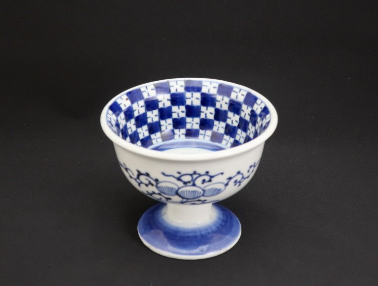 ΤջԾʸ / Imari Small Sake Cup Washing Bowl with Checkered pattern 