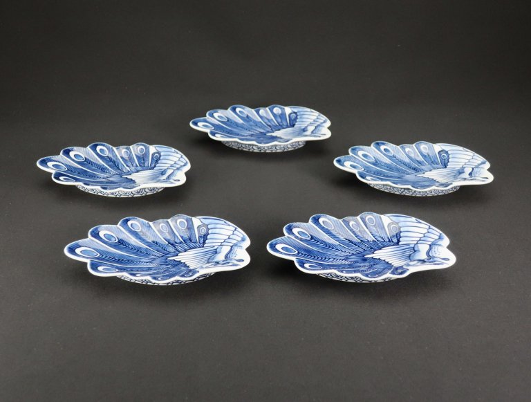 Ӹ ˱೨á / Arita Small Blue & White Phoenix-shaped Plates  set of 5 