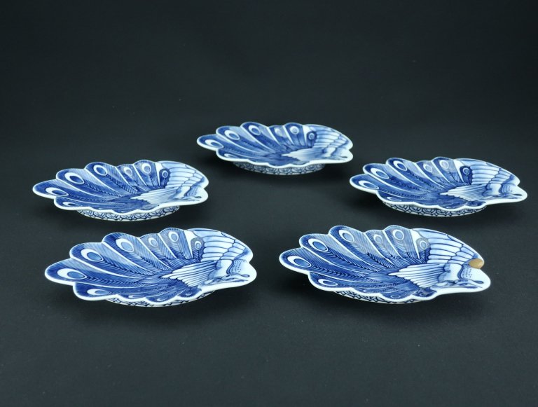 Ӹ ˱೨áȡʰ罤սꤢ / Arita Small Blue & White Phoenix-shaped Plates  set of 5 