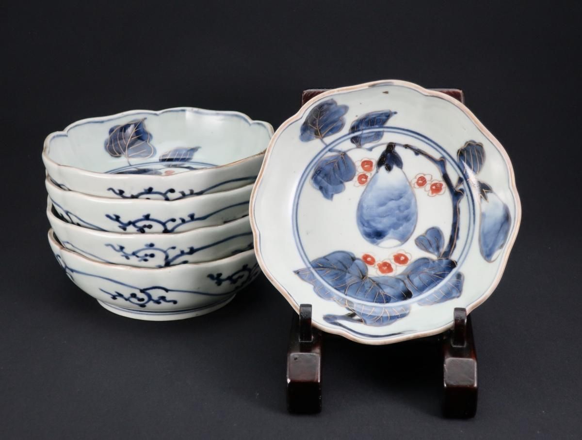 鑑賞陶磁器！【伊万里色絵4種類　角皿　なます皿　茶碗　夫婦用に！骨董】◆徳利　壷 鑑賞陶磁器！【伊万里色絵4種類 角皿 なます皿 茶碗 夫婦用に！骨董】