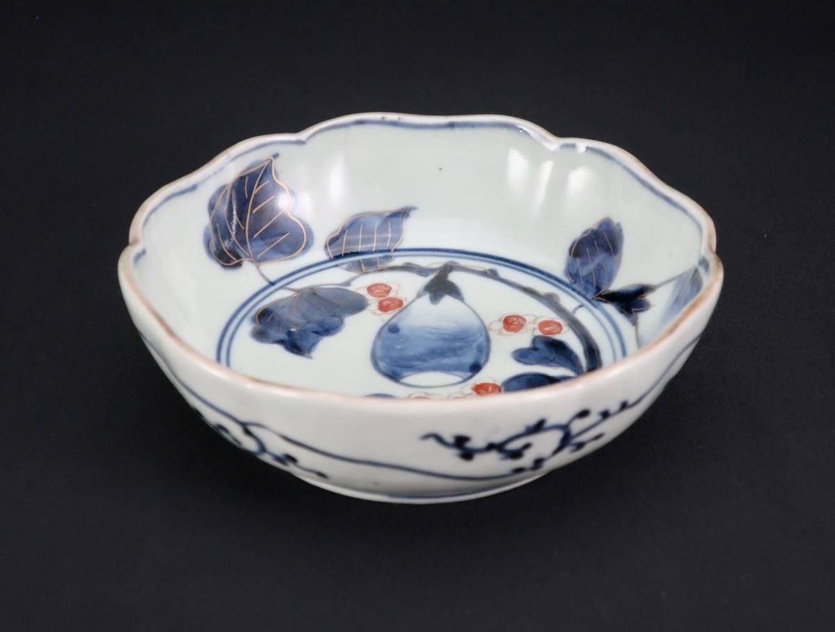 伊万里色絵茄子文なます皿 五枚組 / Imari Polychrome 'namasu' Bowls