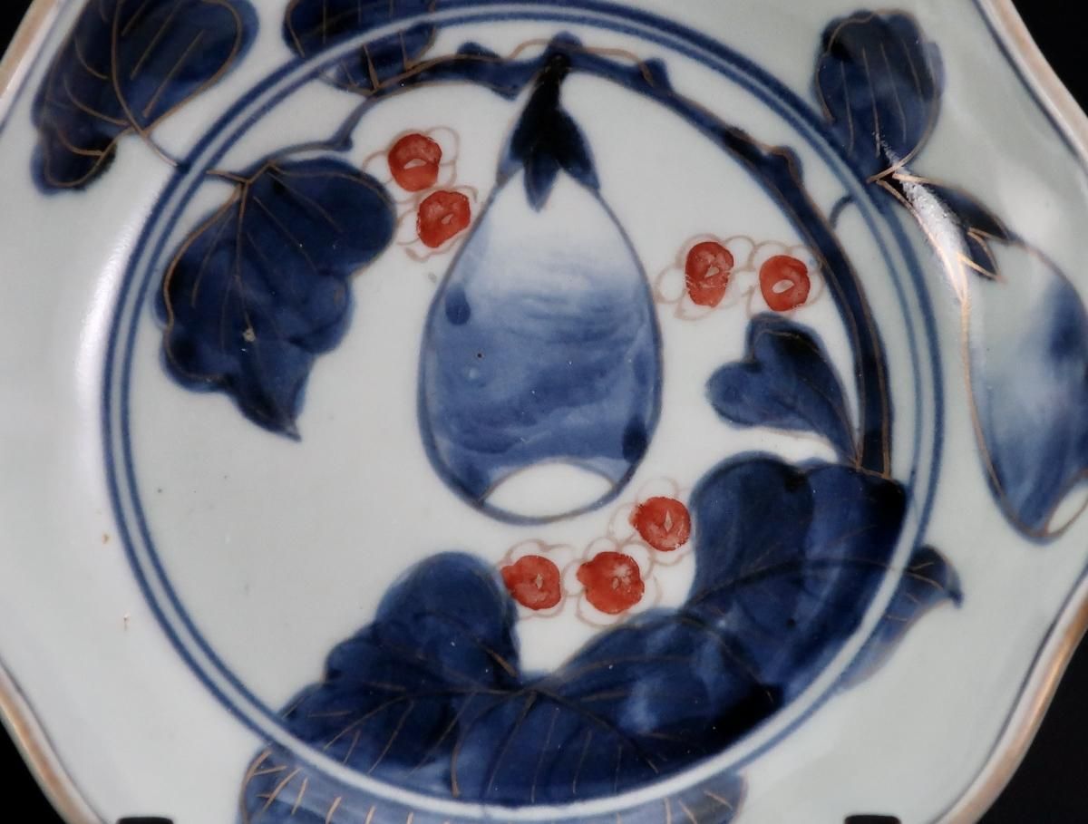 伊万里色絵茄子文なます皿 五枚組 / Imari Polychrome 'namasu' Bowls