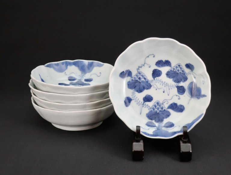 Τƺʸʤޤ / Imari Blue & White 'Namasu' Bowls with the picture of Grapes  set of 5