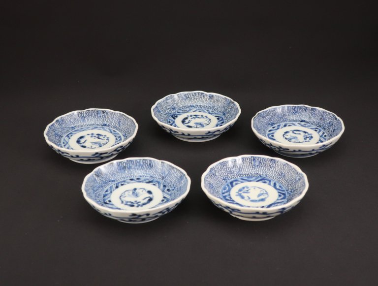Τʸ / Imari Small Blue & White Plates  set of 5
