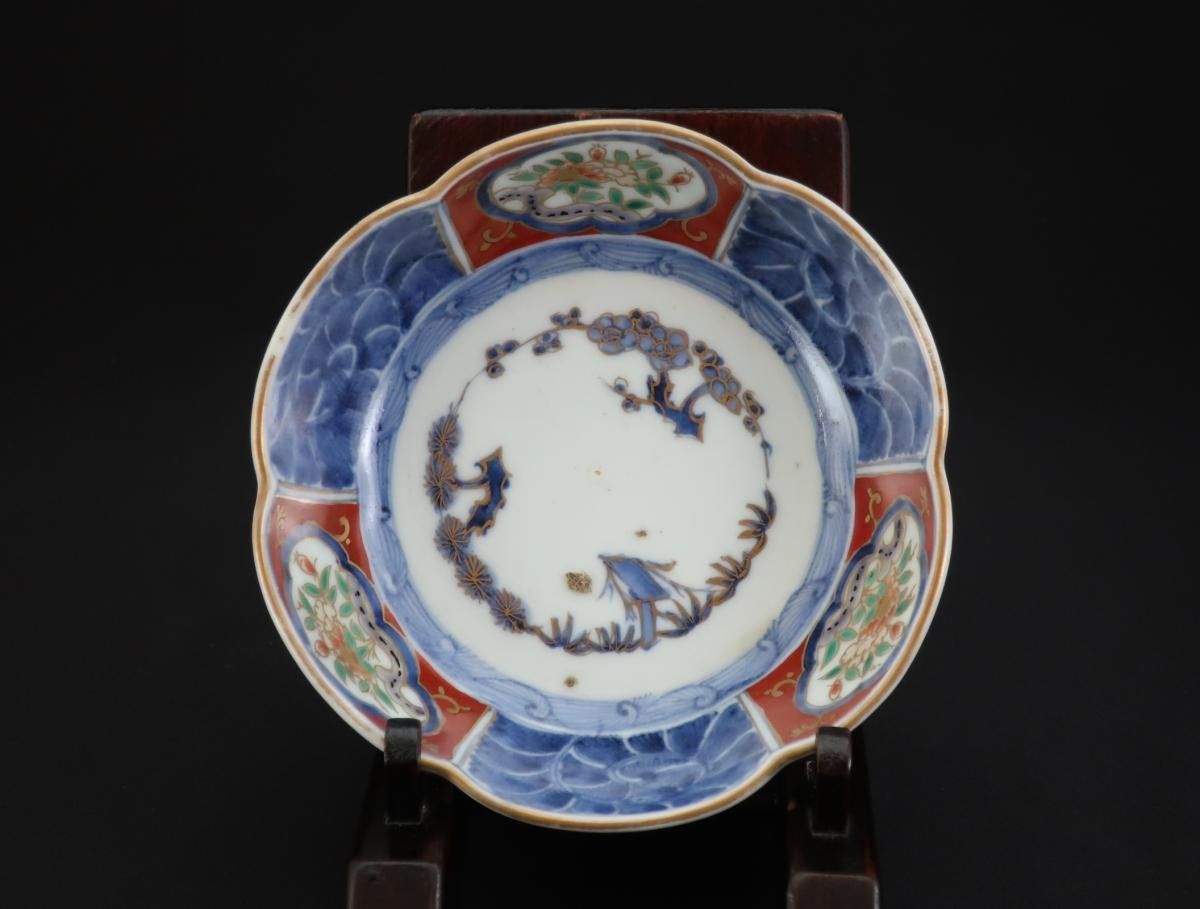 伊万里 色絵 陰陽双魚図 草花松竹梅 輪花型 膾皿 - 生活骨董と