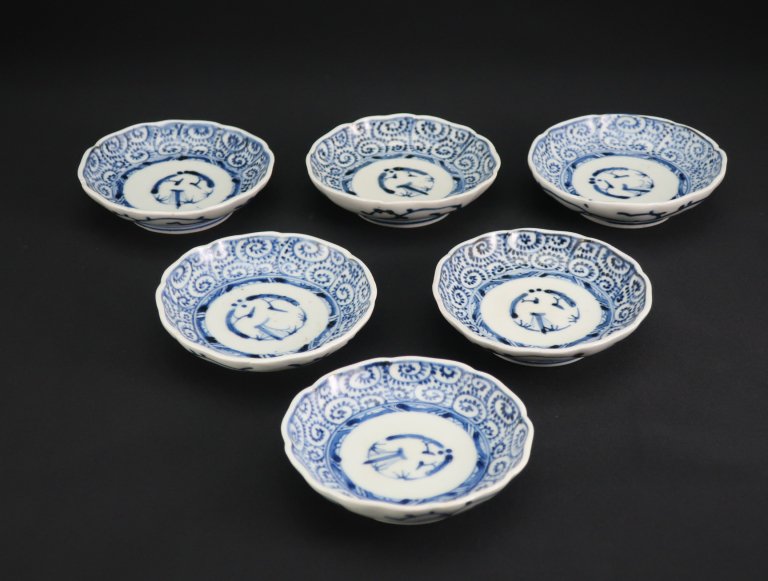 Τʸϻ / Imari Small Blue & White Plates  set of 6