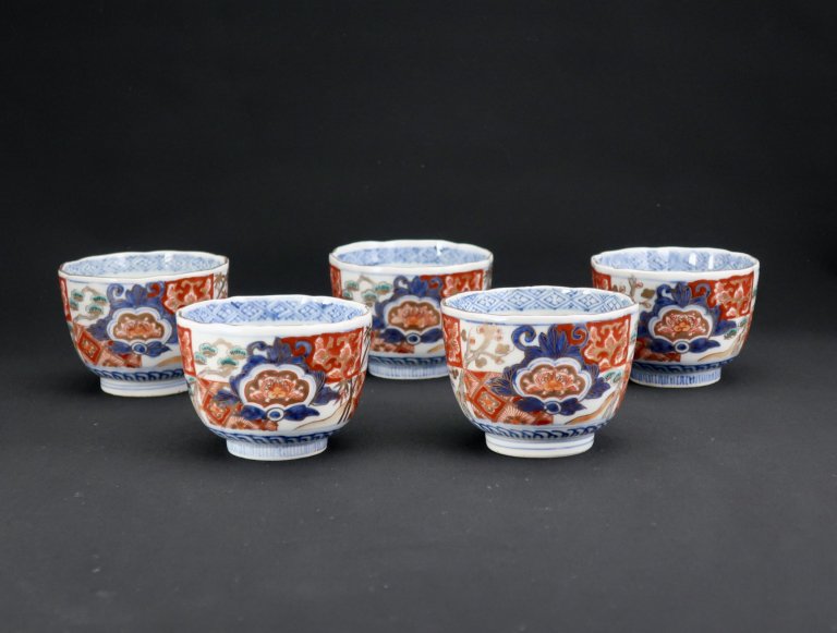 Τ߲ɩʸա޵ / Imari Polychrome 'Mukoduke' cups  set of 5