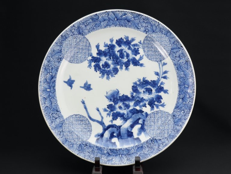 ΤղĻʸ绮 / Imari Large Blue & White Plate withe the picture of Peonies and Birds