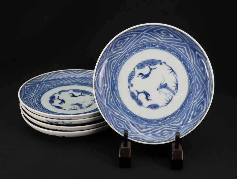 Τձʸ / Imari Blue & White Plates with the Spiral pattern  set of 5