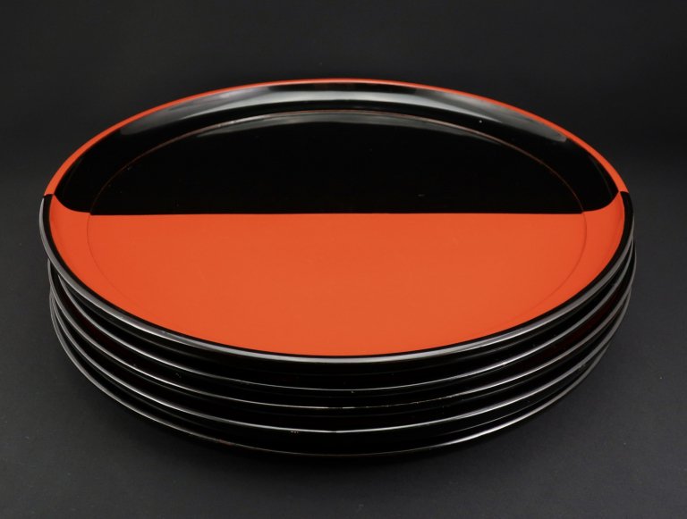 ݤʬɴ / Black & Red-lacquered Round Trays  set of 5