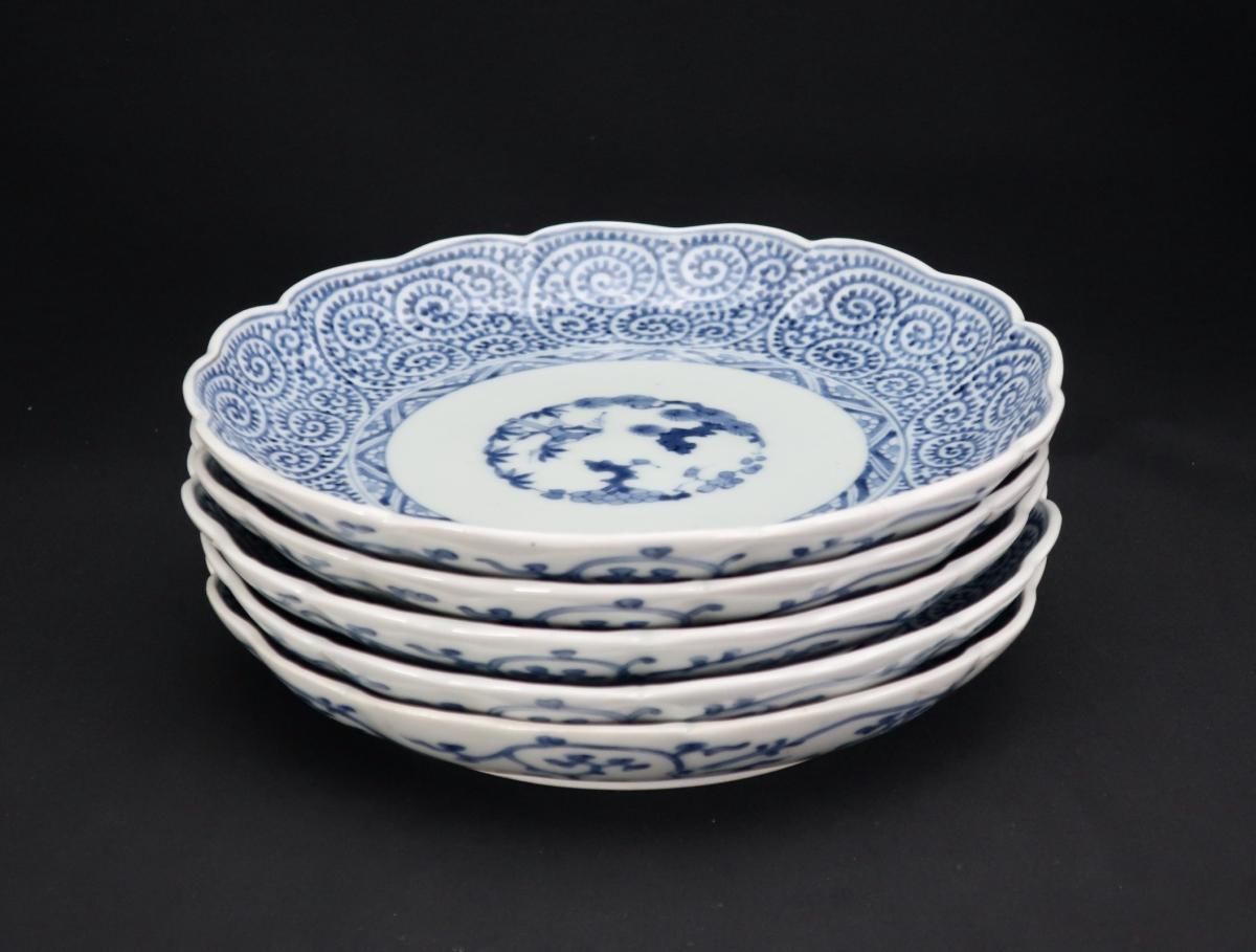 伊万里染付蛸唐草文七寸皿 五枚組 / Imari Blue & White Plates 伊万里染付蛸唐草文七寸皿 五枚組 / Imari Blue & White Plates