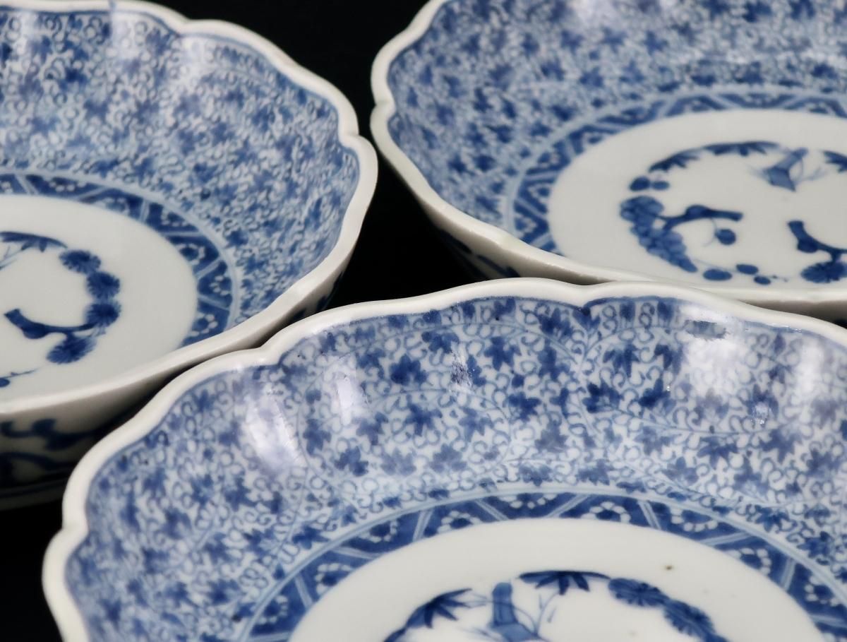 伊万里染付萩唐草文小なます皿 五枚組 / Imari Small Blue