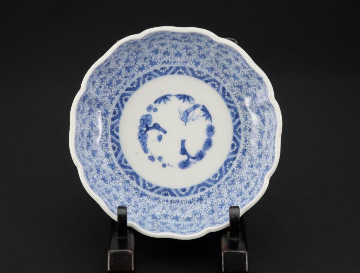 伊万里染付萩唐草文小なます皿 五枚組 / Imari Small Blue & White