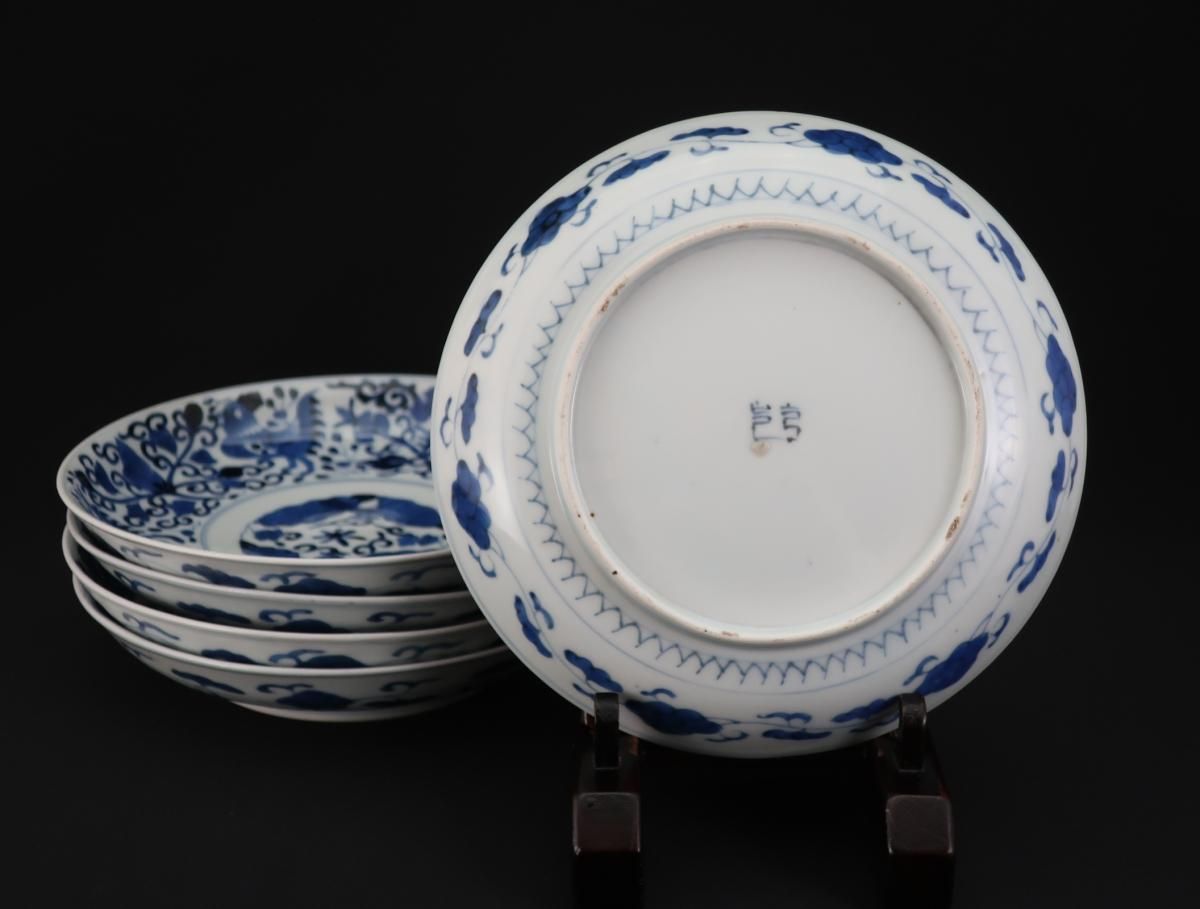 古美術 染付 花鳥紋 大皿 φ41.5cm(K-YC515) 古美術 染付 花鳥紋 大皿 φ41.5cm(K-YC515)