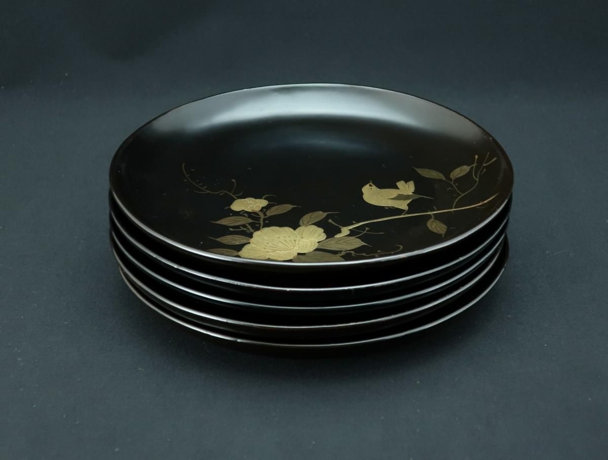朱塗蒔絵花柄木皿10枚 [B25359] 朱塗蒔絵花柄木皿10枚 [B25359] - メルカリ