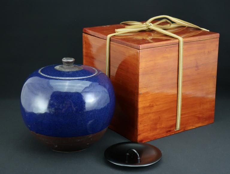 ؿ / Lapis Lazuli Glazed Water Container for Tea Ceremony