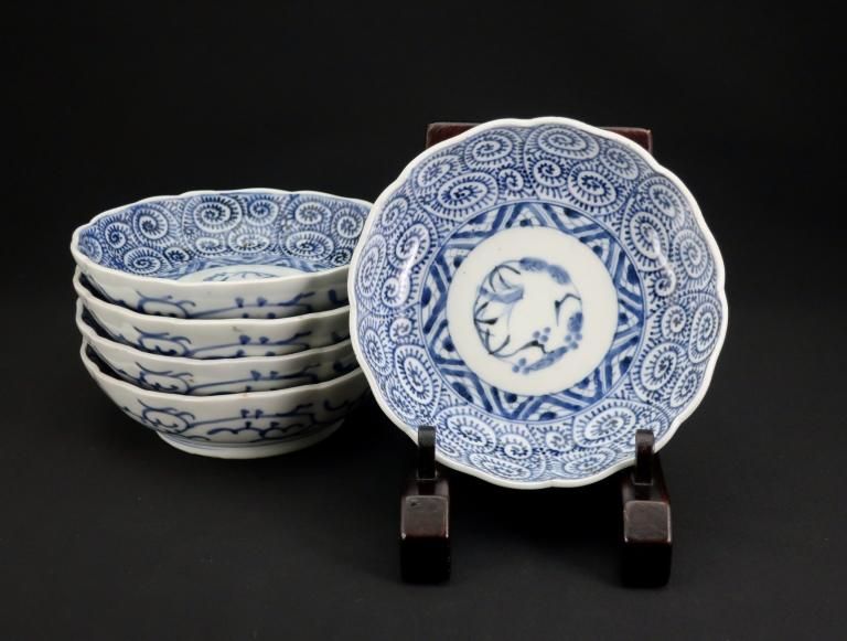 Τʸʤޤ / Imari Blue & White 'Namasu' Bowls  set of 5