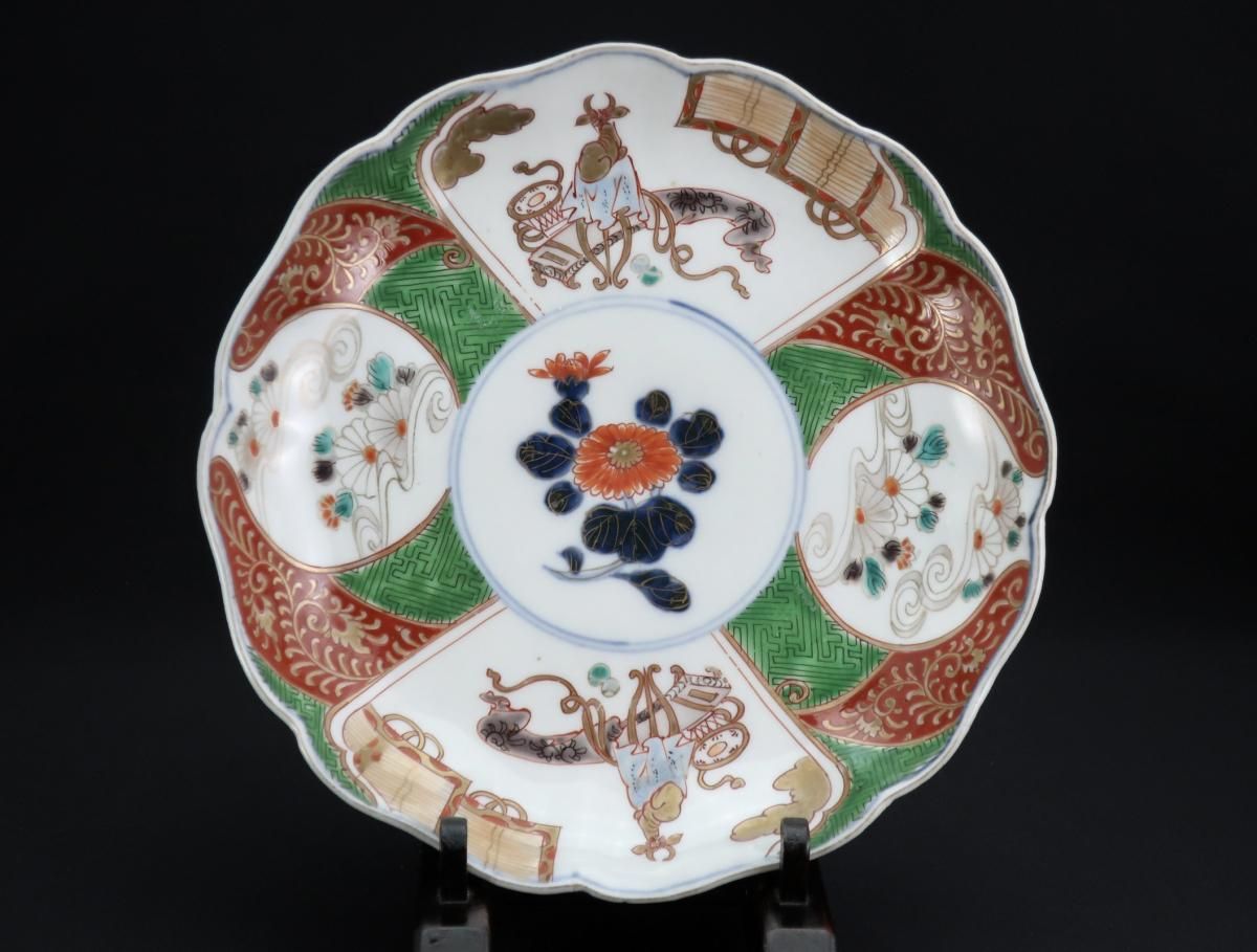 伊万里色絵菊流水文七寸皿 六枚組 / Imari Polychrome Plates