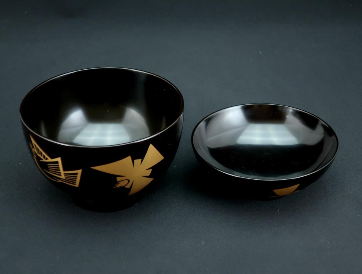京塗 福良雀蒔絵吸物椀 五客組 / Kyoto Black-lacquered Soup 京塗 福良雀蒔絵吸物椀 五客組 / Kyoto Black-lacquered Soup