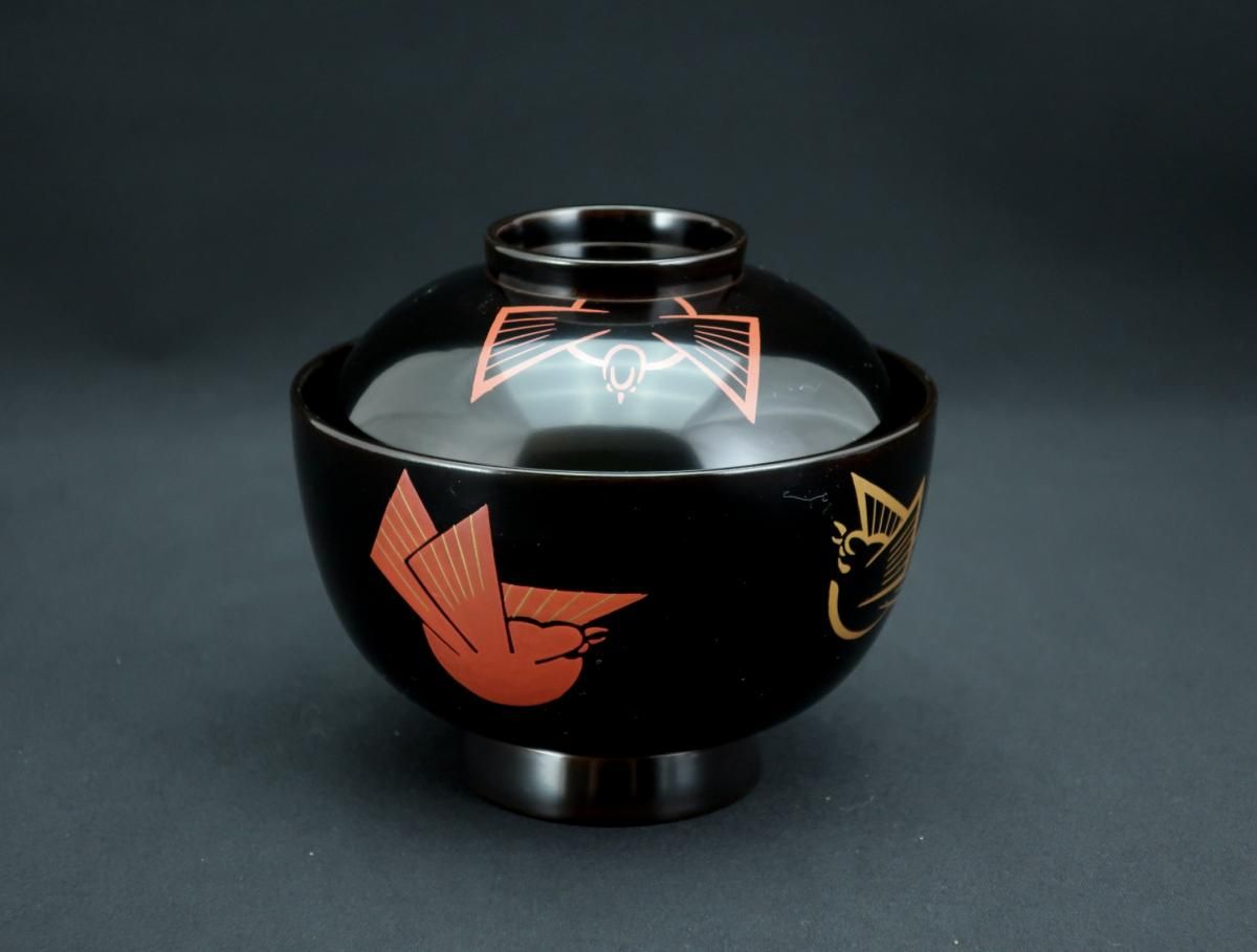 京塗 福良雀蒔絵吸物椀 五客組 / Kyoto Black-lacquered Soup 京塗 福良雀蒔絵吸物椀 五客組 / Kyoto Black-lacquered Soup