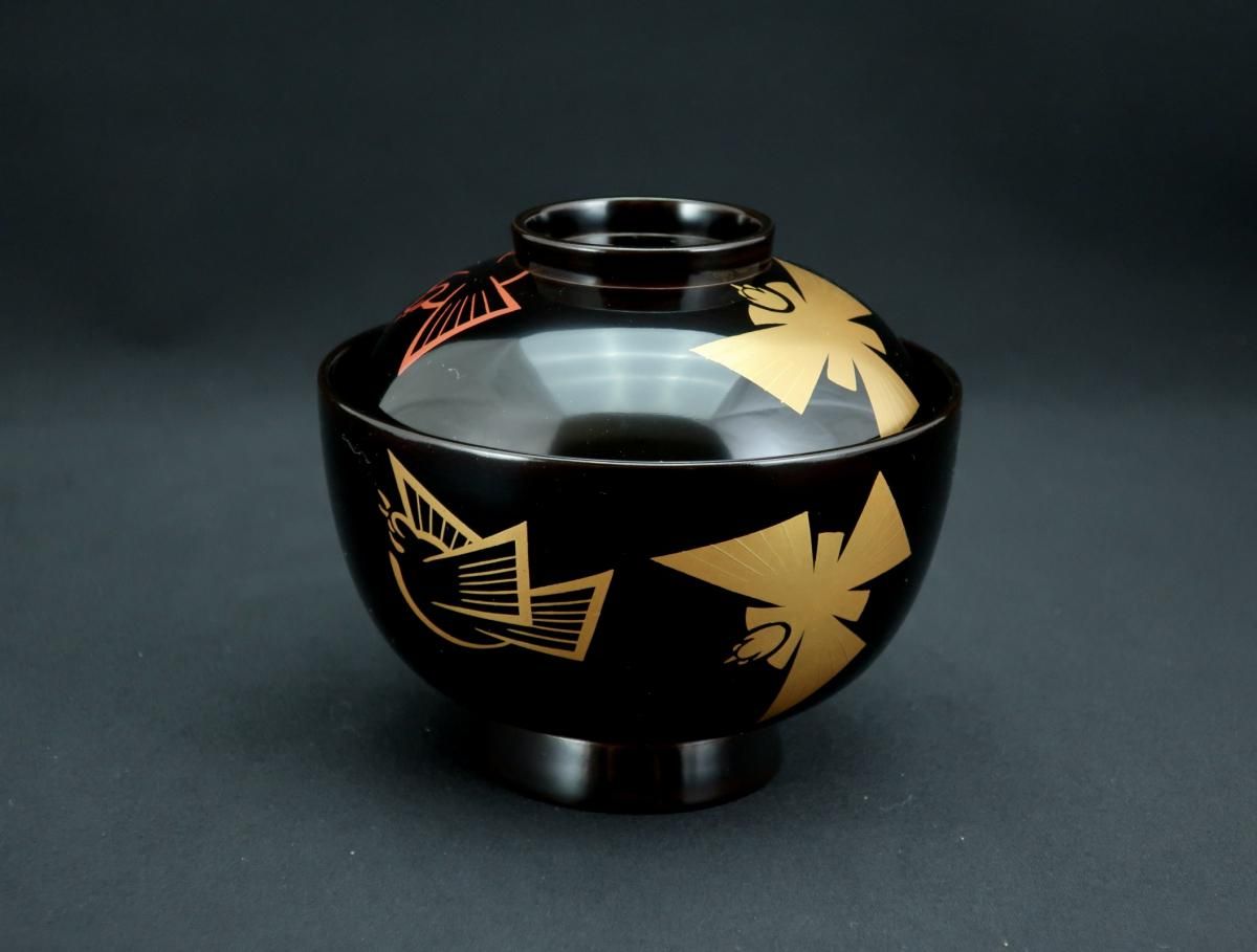 京塗 福良雀蒔絵吸物椀 五客組 / Kyoto Black-lacquered Soup 京塗 福良雀蒔絵吸物椀 五客組 / Kyoto Black-lacquered Soup