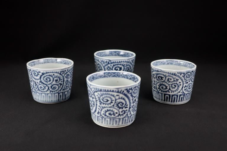 伊万里染付蛸唐草文蕎麦猪口　五客組 / Imari Blue & White Soba Cup with the pattern of 'Takokarakusa'　set of 5