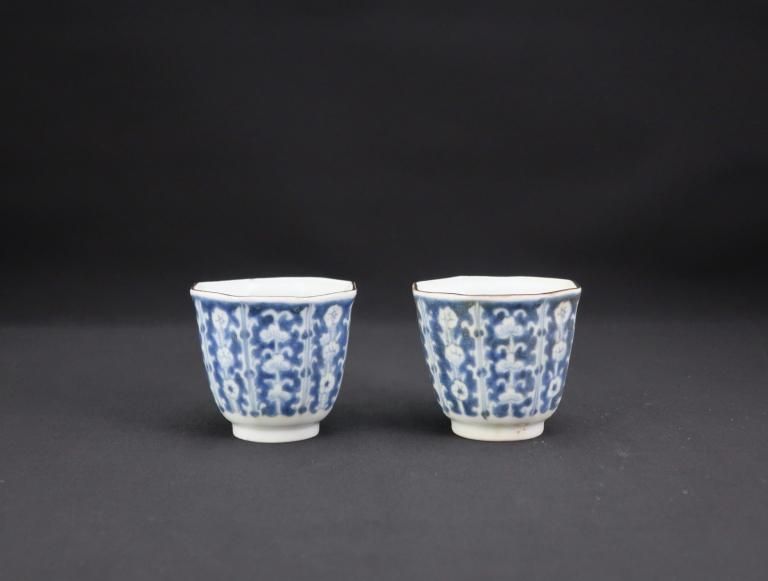 ΤʸȬѾ / Imari Small Octagonal Blue & White Cups  set of 2