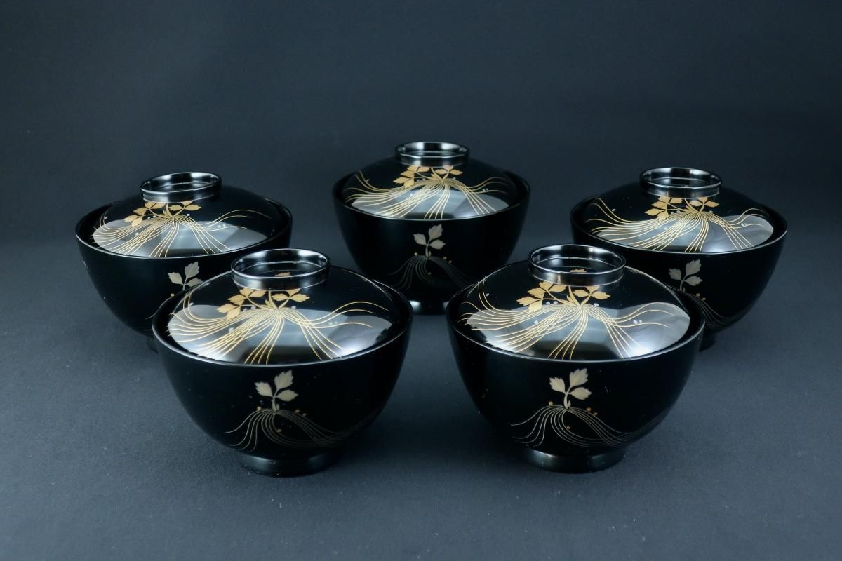 定率割引 往復 吸い物椀 五客 美的 MA411 平安堂造 工芸品