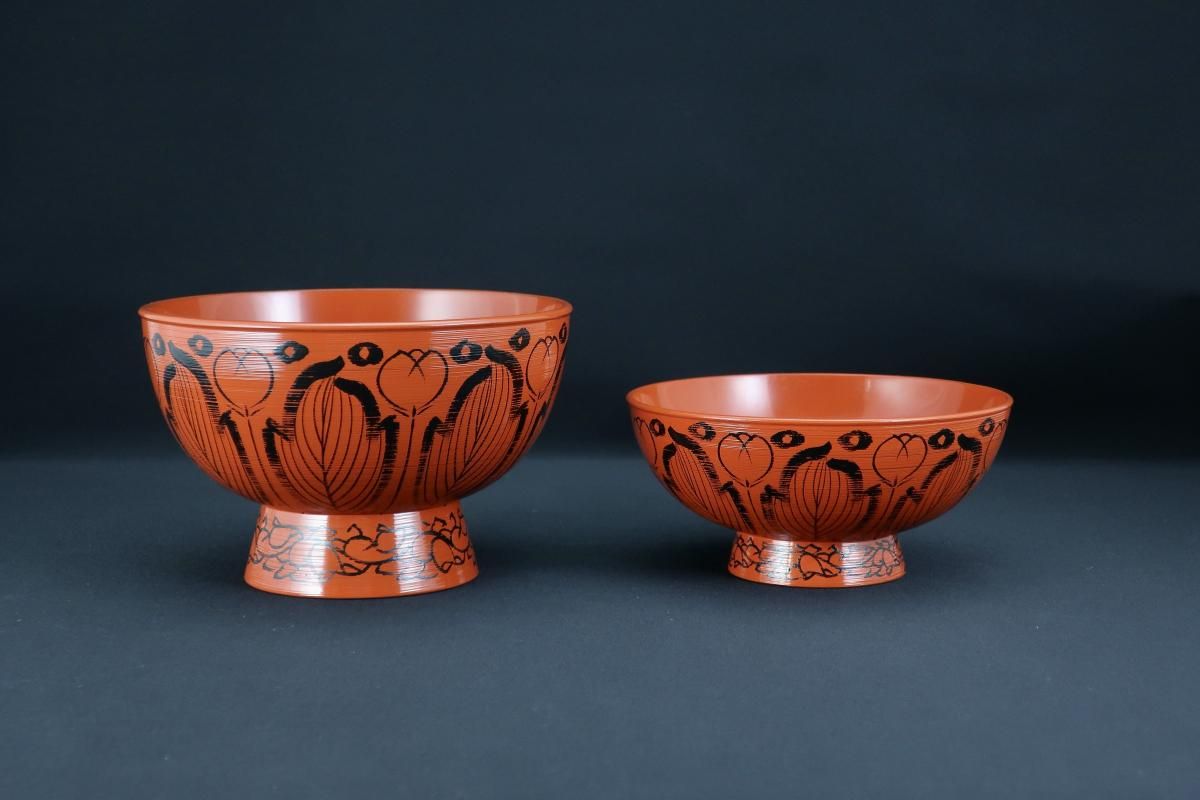 輪島慶塚作大蓋付椀(吉野椀) 四客組 / Wajima Large Red 輪島慶塚作大蓋付椀(吉野椀) 四客組 / Wajima Large Red