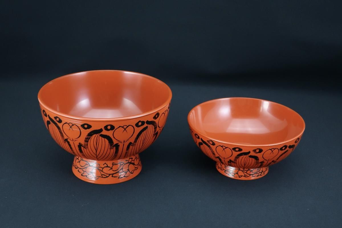 輪島慶塚作大蓋付椀(吉野椀) 四客組 / Wajima Large Red 輪島慶塚作大蓋付椀(吉野椀) 四客組 / Wajima Large Red