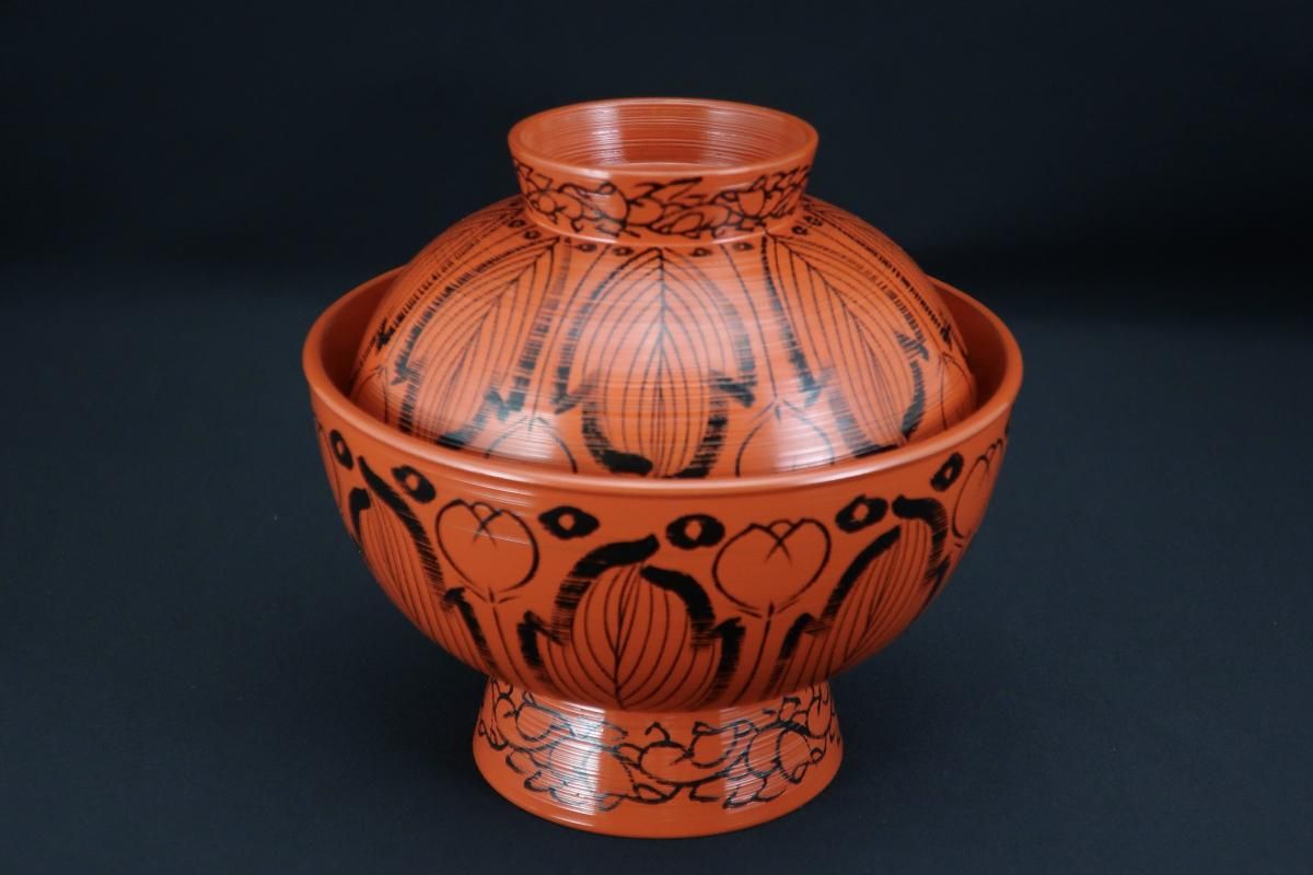 輪島慶塚作大蓋付椀(吉野椀) 四客組 / Wajima Large Red 輪島慶塚作大蓋付椀(吉野椀) 四客組 / Wajima Large Red